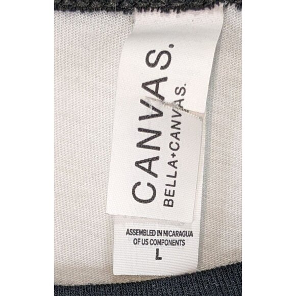 Large Long Sleeve White/Black Polyester/Cotton T-Shirt 45i - Picture 5 of 7